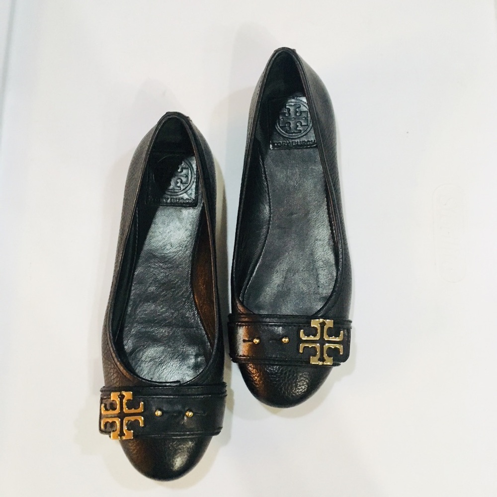 Tory Burch Black Leather Flats Sz 7